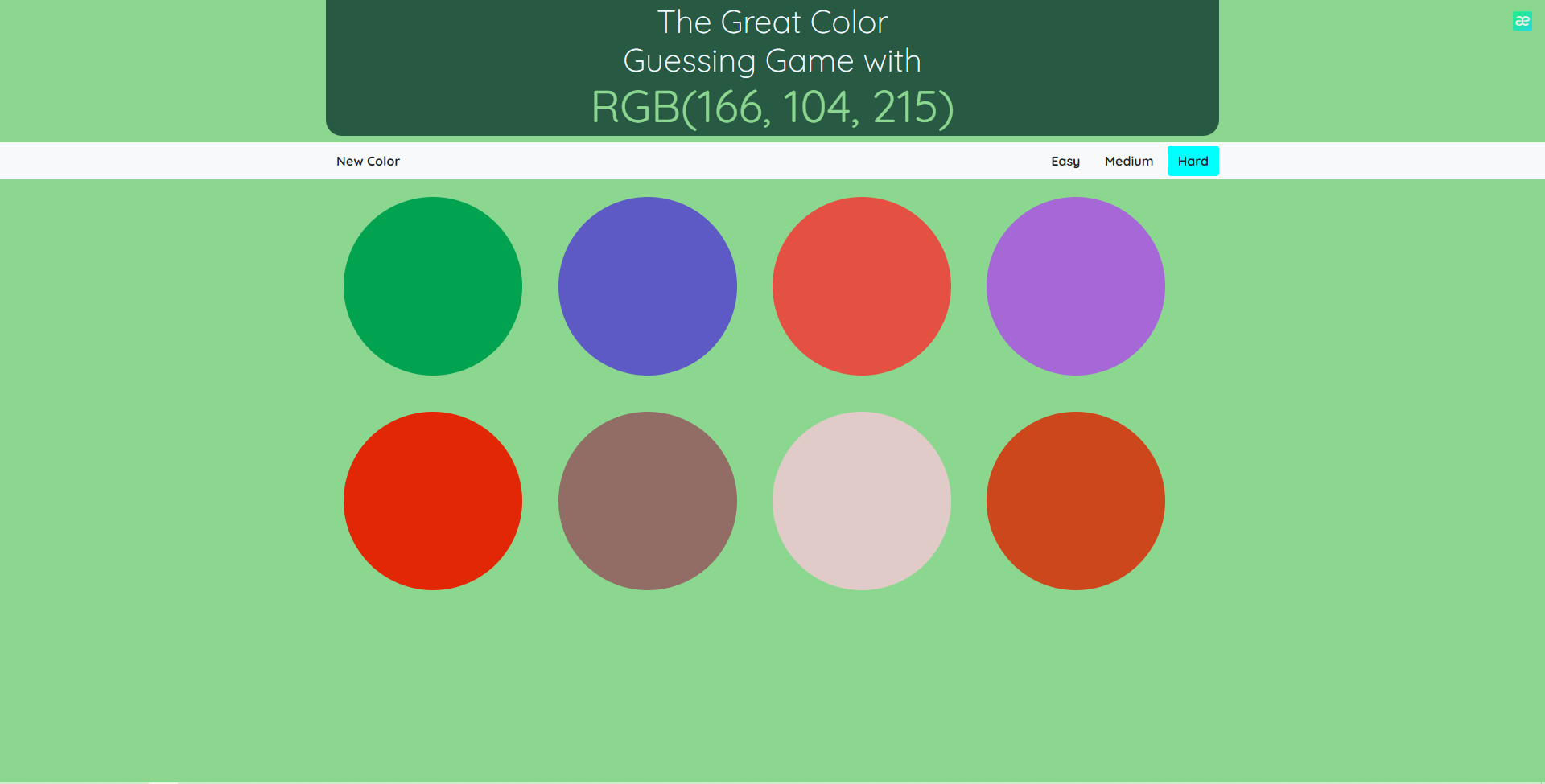 Color Game Page